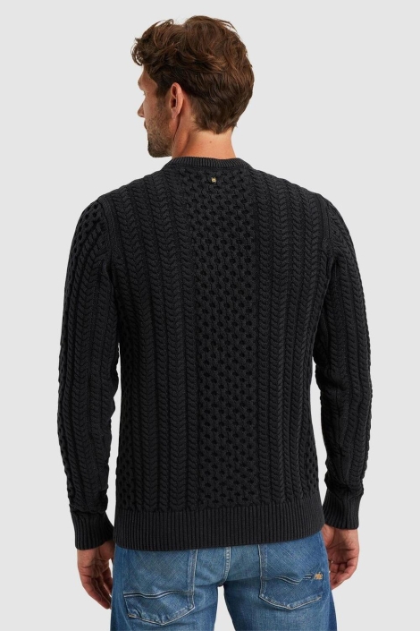 PME legend r-neck garment dye cable knit